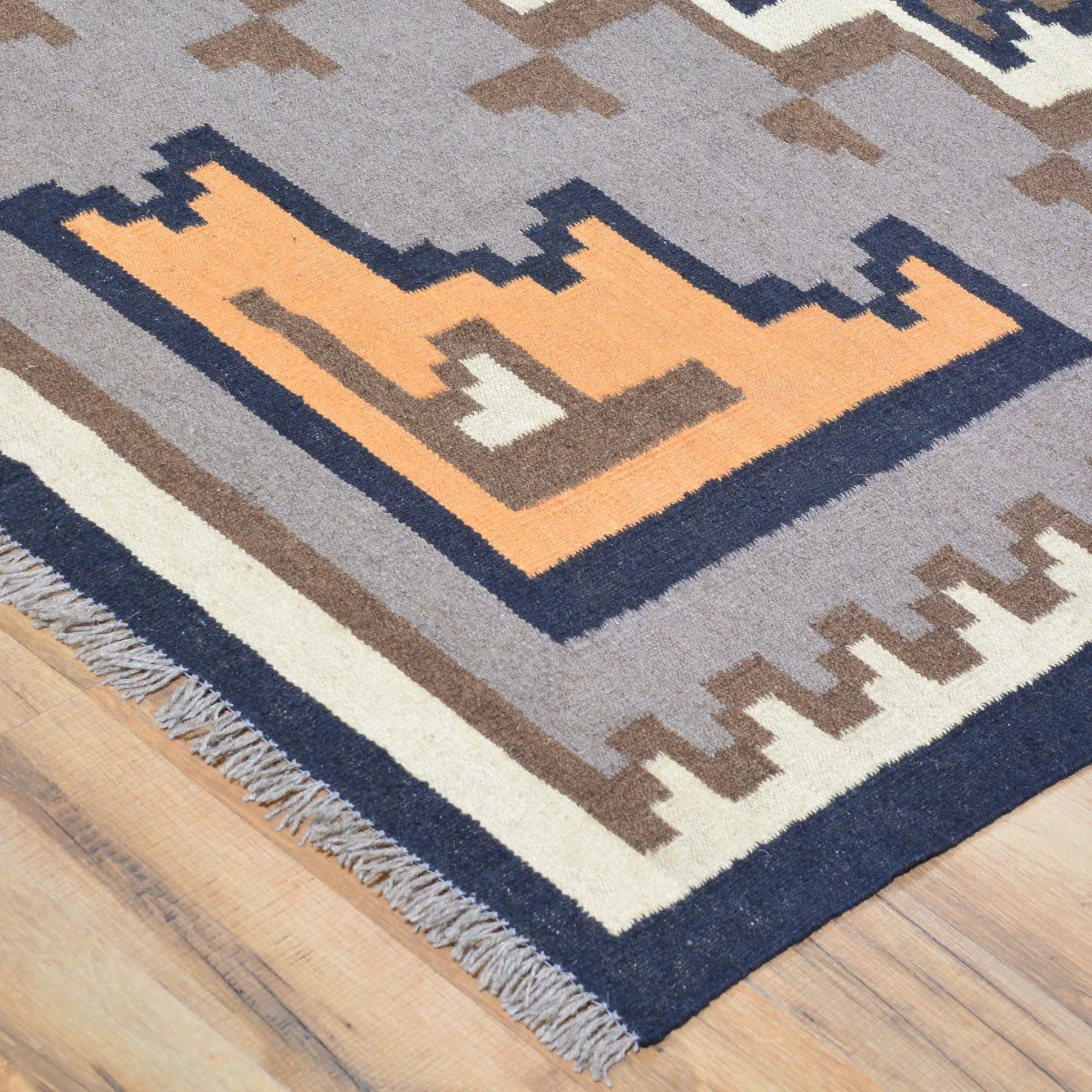 Hand-Woven Tribal Reversible Kilim Southwestern Design Wool Rug (Size 6.5 X 9.11) Cwral-7623