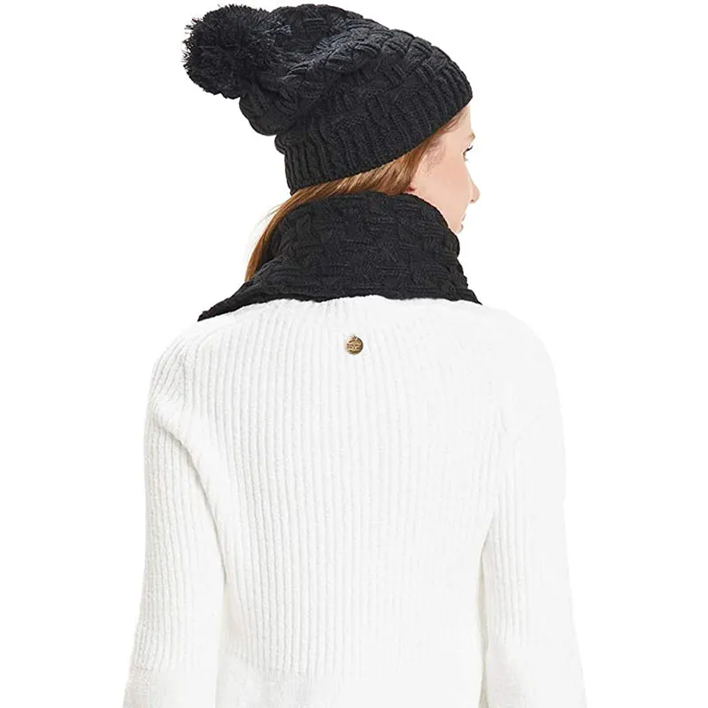HANERDUN Women Girls Fashion Winter Warm Knitted Hat Beanie Hat Scarf Set