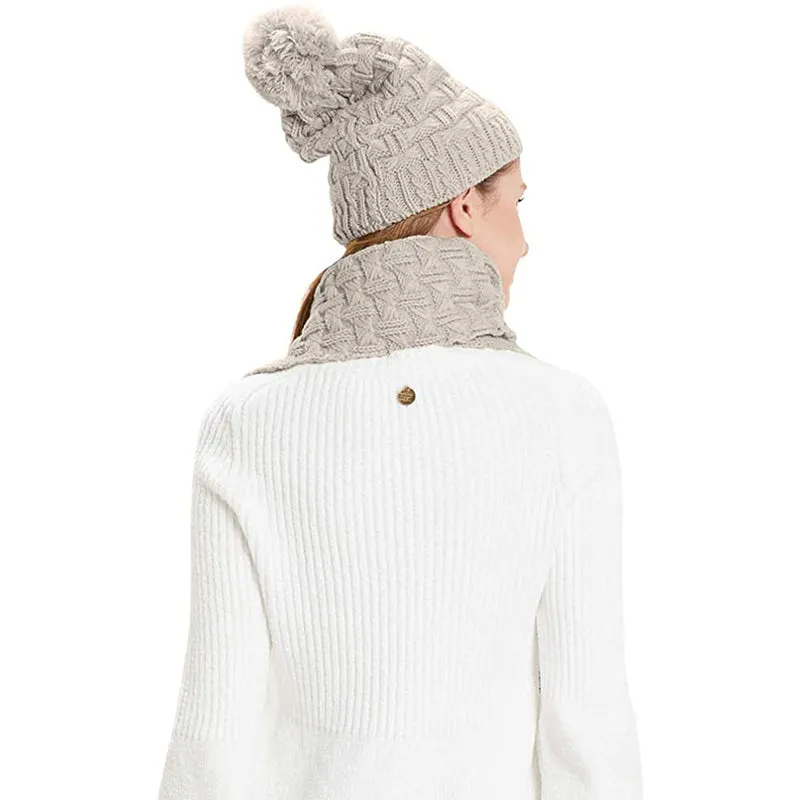 HANERDUN Women Girls Fashion Winter Warm Knitted Hat Beanie Hat Scarf Set