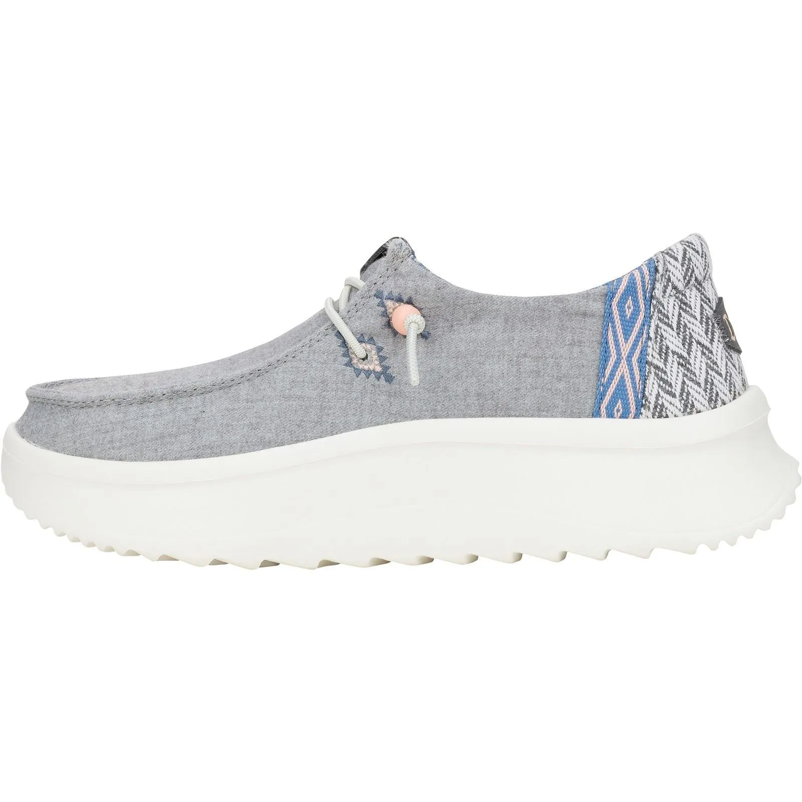 HEYDUDE Wendy Peak Chambray Woven Polyester Women's Grey Loafers