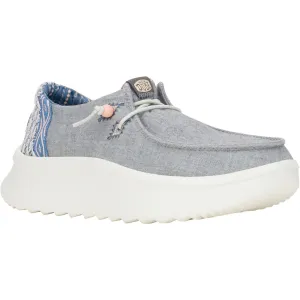 HEYDUDE Wendy Peak Chambray Woven Polyester Women's Grey Loafers