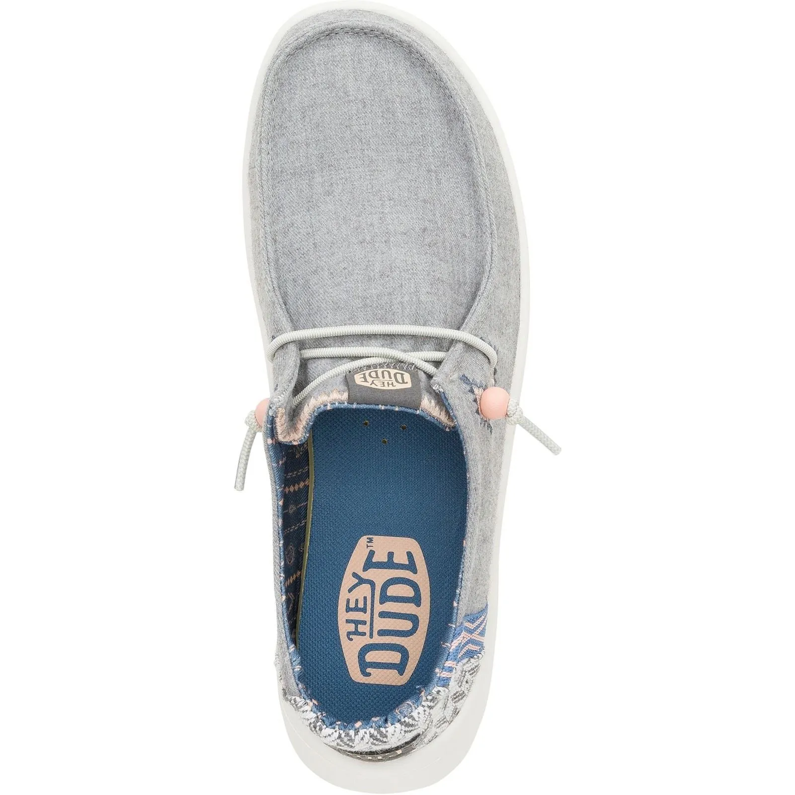 HEYDUDE Wendy Peak Chambray Woven Polyester Women's Grey Loafers