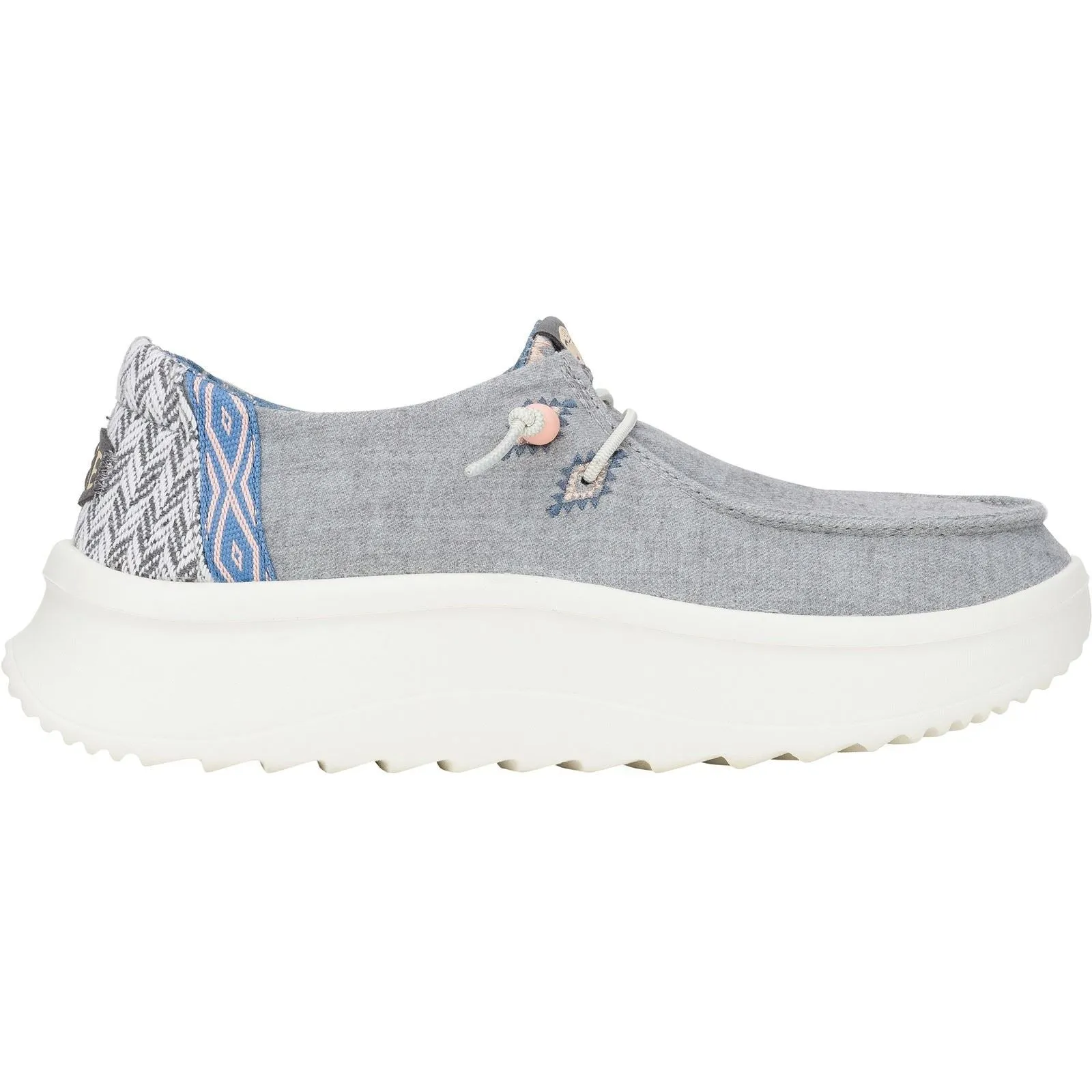 HEYDUDE Wendy Peak Chambray Woven Polyester Women's Grey Loafers