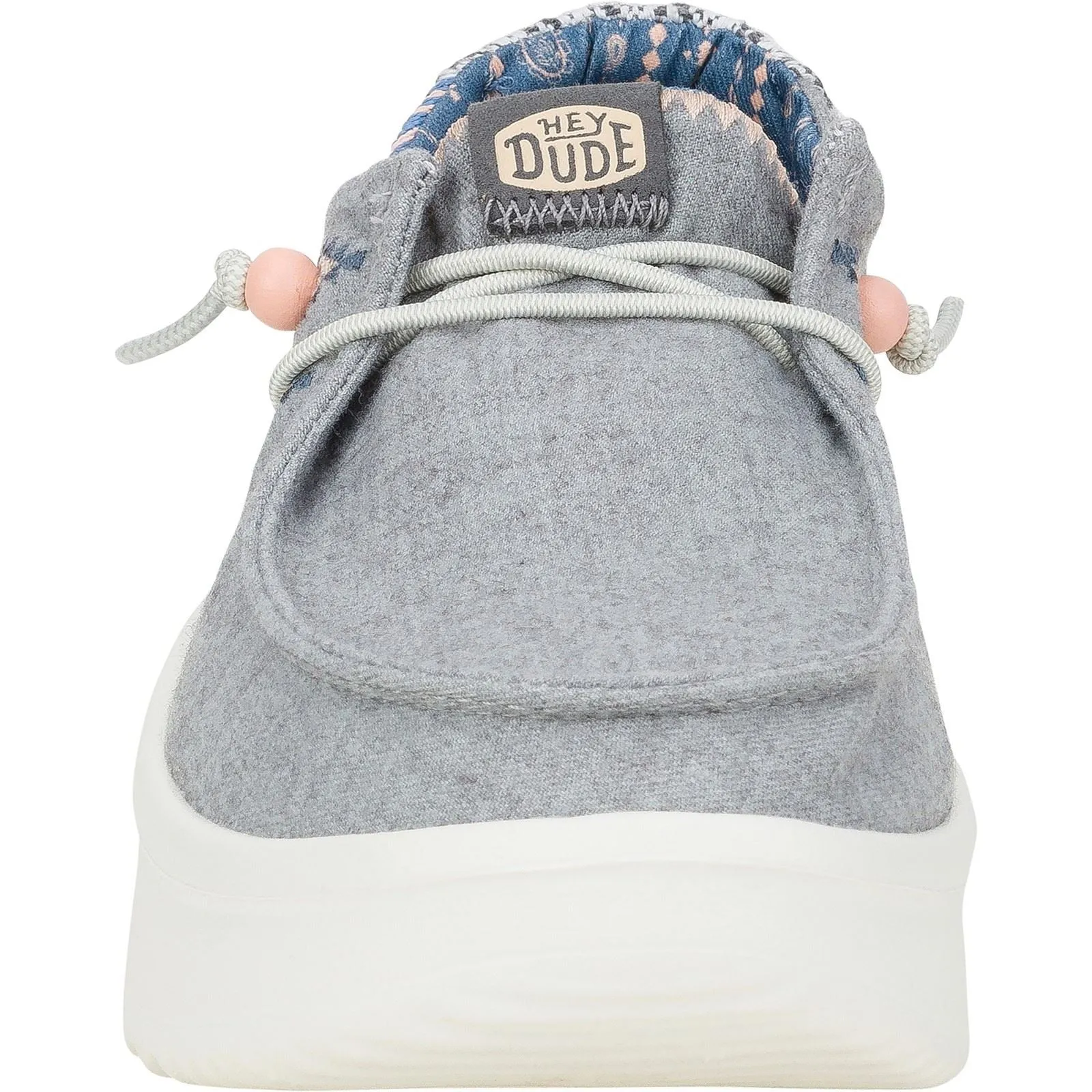 HEYDUDE Wendy Peak Chambray Woven Polyester Women's Grey Loafers