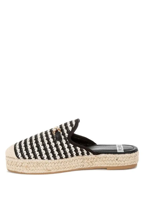 Himari Raffia Mules – Slip-On, Horsebit Embellished, Cushioned Flats