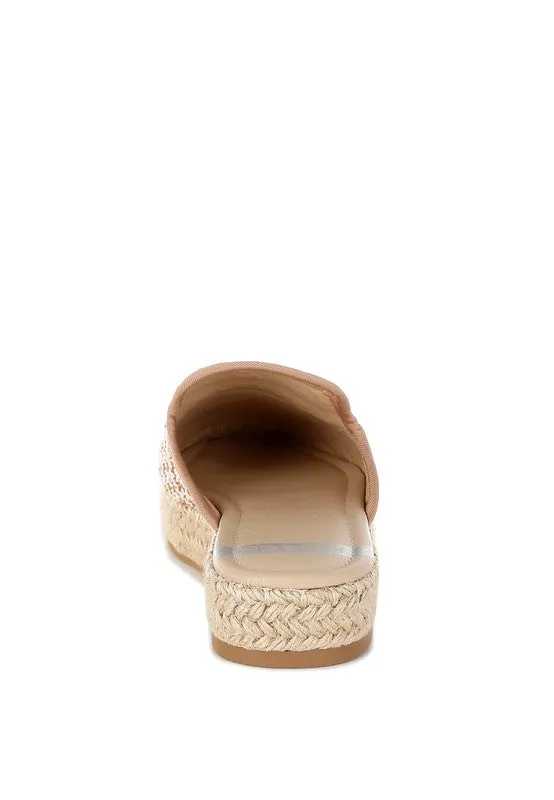Himari Raffia Mules – Slip-On, Horsebit Embellished, Cushioned Flats