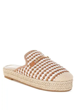 Himari Raffia Mules – Slip-On, Horsebit Embellished, Cushioned Flats