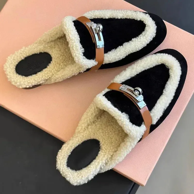 Katriona Faux Lambs Wool Fur Mule Slipper