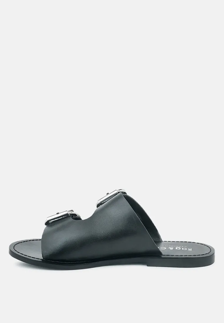 Kelly Flat Sandal With Buckle Straps By Ruw