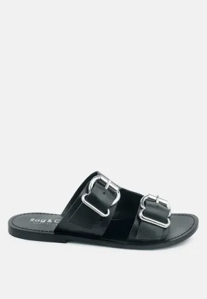 Kelly Flat Sandal With Buckle Straps By Ruw