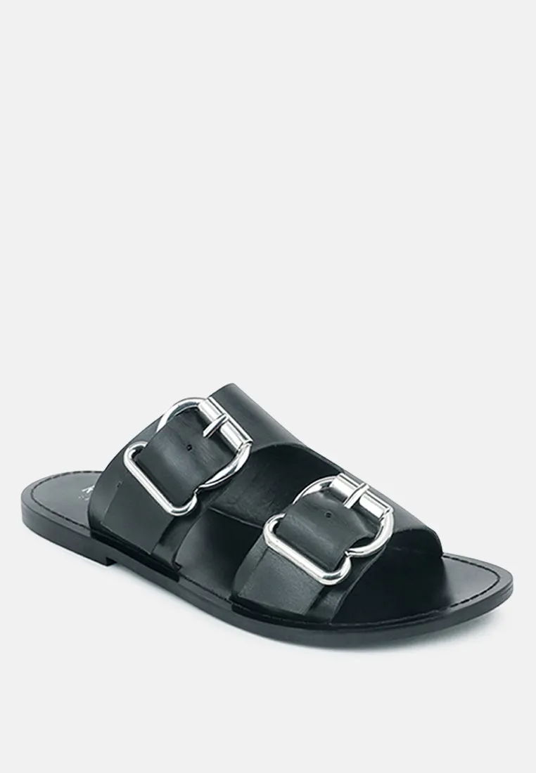 Kelly Flat Sandal With Buckle Straps By Ruw