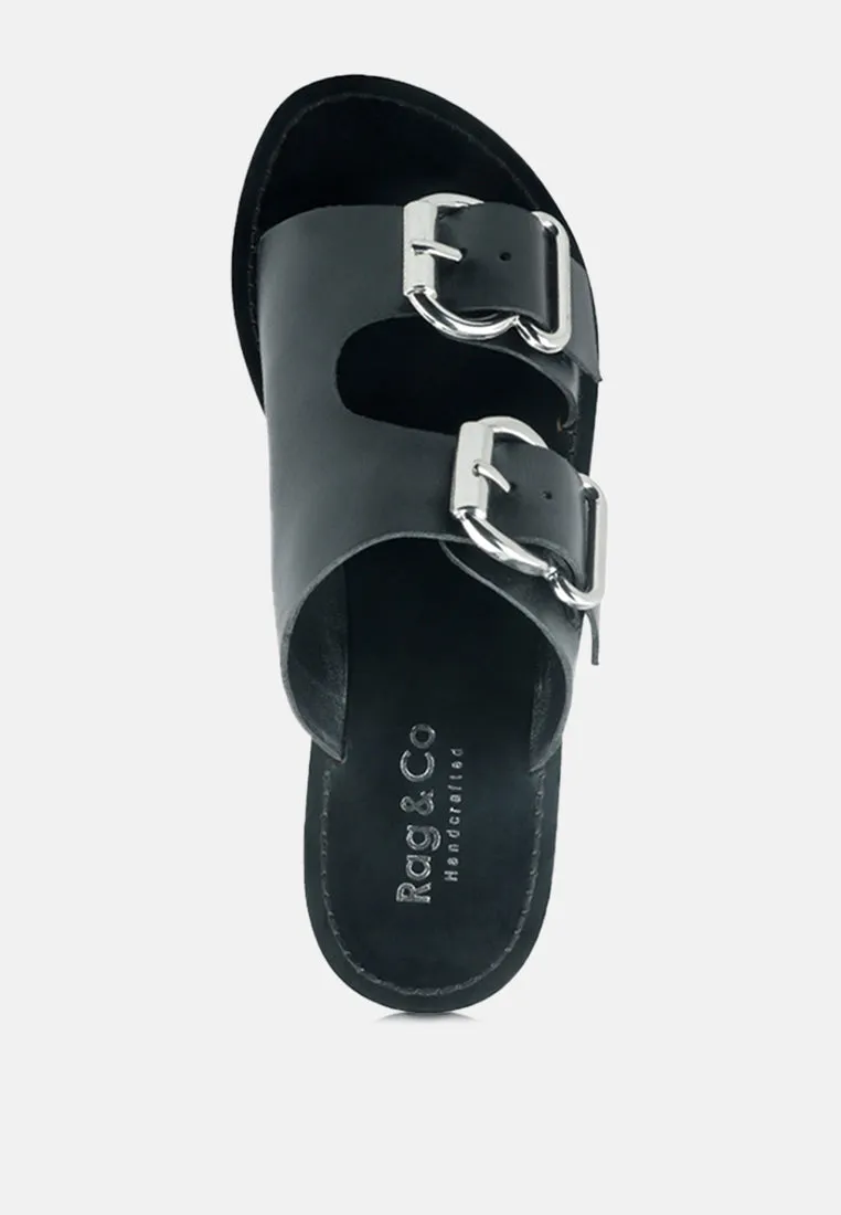 Kelly Flat Sandal With Buckle Straps By Ruw