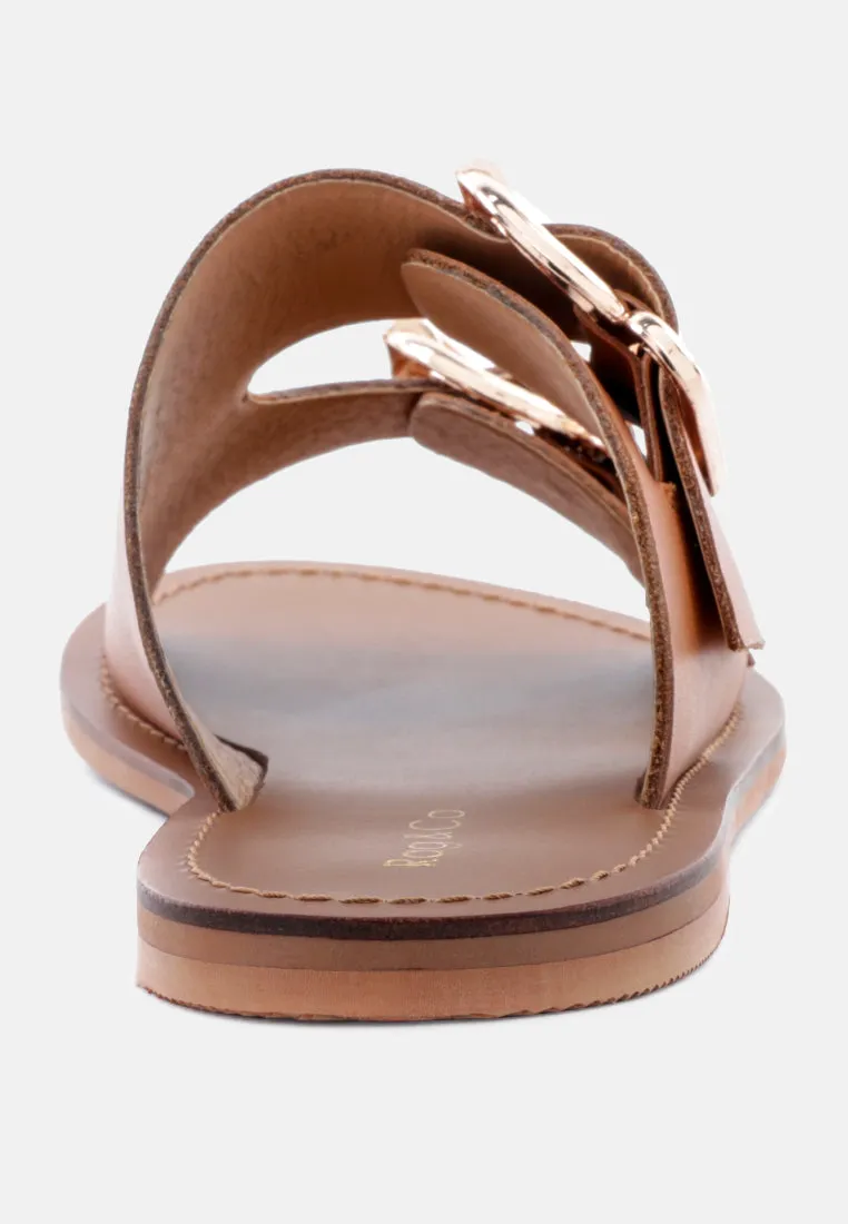Kelly Flat Sandal With Buckle Straps By Ruw