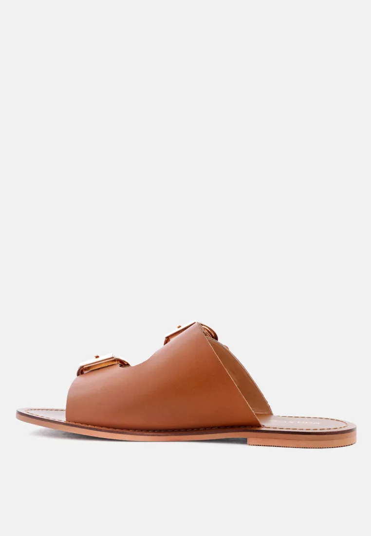 Kelly Flat Sandal With Buckle Straps By Ruw