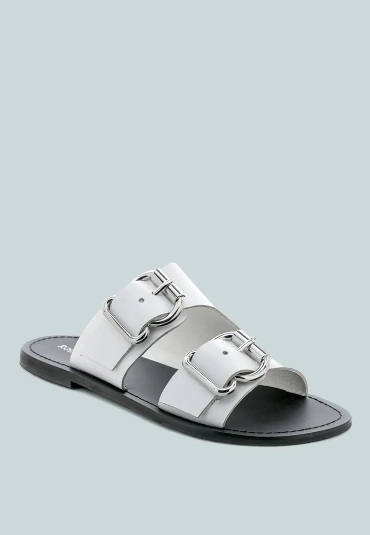 Kelly Flat Sandal With Buckle Straps By Ruw