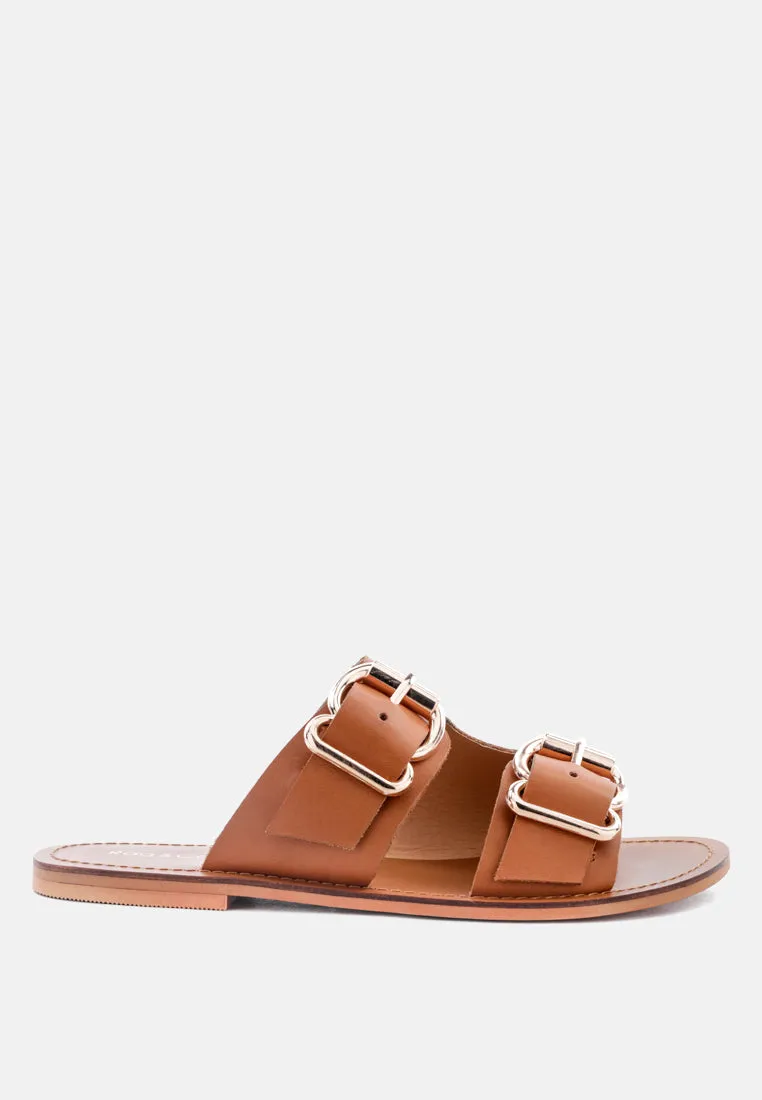 Kelly Flat Sandal With Buckle Straps By Ruw