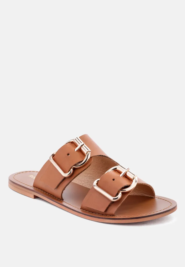 Kelly Flat Sandal With Buckle Straps By Ruw