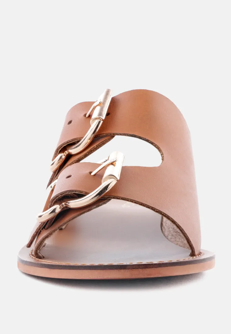 Kelly Flat Sandal With Buckle Straps By Ruw