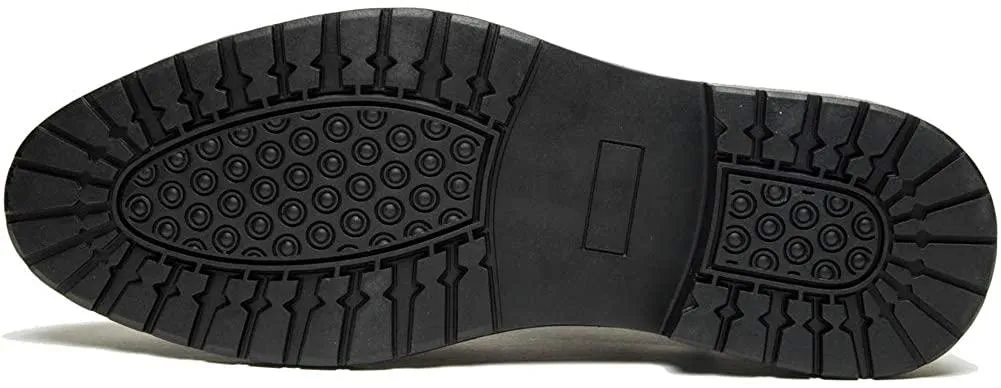 Leo Men's Chelsea Boots Leathe Slip-on with Side Elastic Ankle Boots Classic Dress Booties Black/Brown Size 7-11