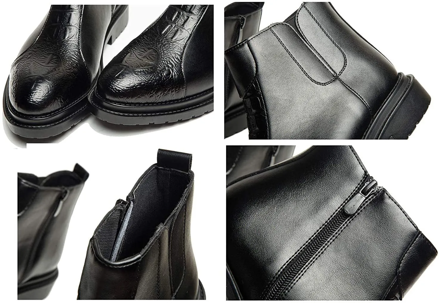 Leo Men's Chelsea Boots Leathe Slip-on with Side Elastic Ankle Boots Classic Dress Booties Black/Brown Size 7-11