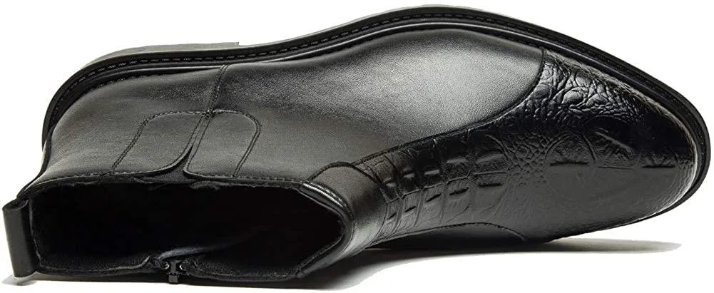 Leo Men's Chelsea Boots Leathe Slip-on with Side Elastic Ankle Boots Classic Dress Booties Black/Brown Size 7-11