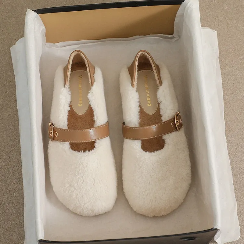Lila Faux Fur Foldable Heel Ballet Flat Slippers - 3 Colors