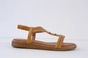 LUNAR - JLH502 PORTOFINO- FLAT FASHION SANDAL - TAN