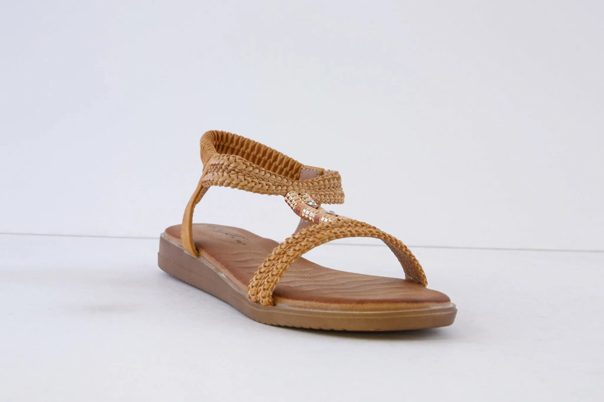 LUNAR - JLH502 PORTOFINO- FLAT FASHION SANDAL - TAN