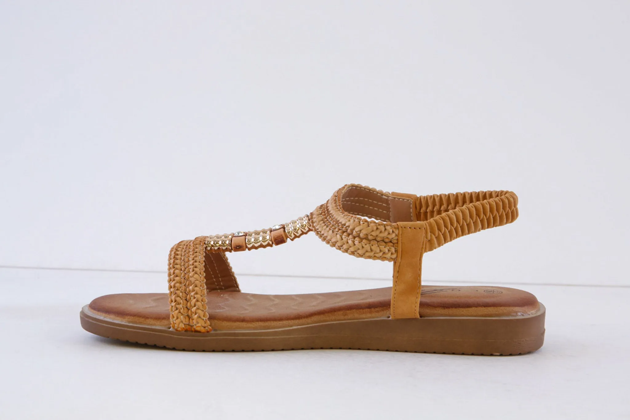 LUNAR - JLH502 PORTOFINO- FLAT FASHION SANDAL - TAN