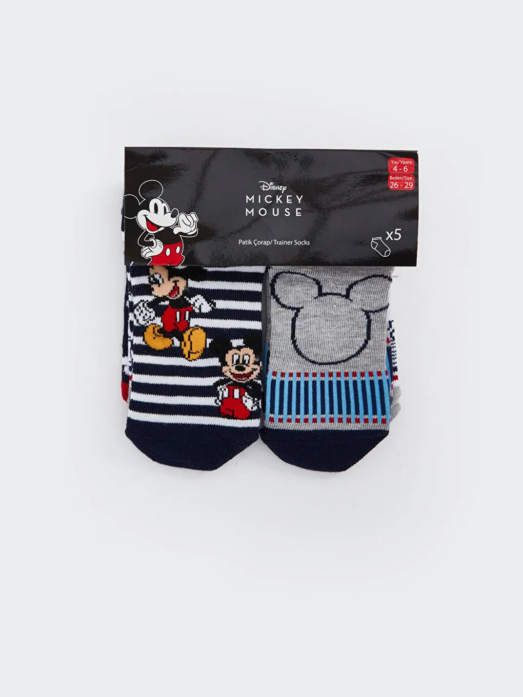 Mickey Mouse Patterned Boys' Booties Socks 5-pack