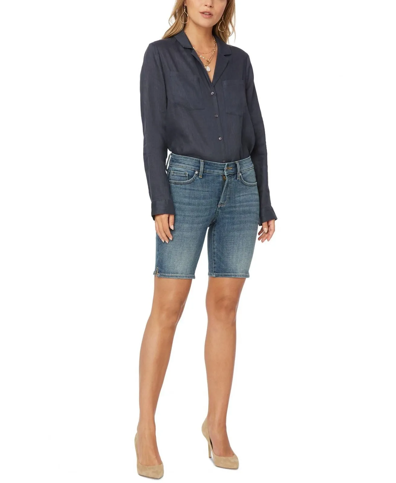 NYDJ Women's Ella Lift Tuck Technology Side-Slit Jean Shorts