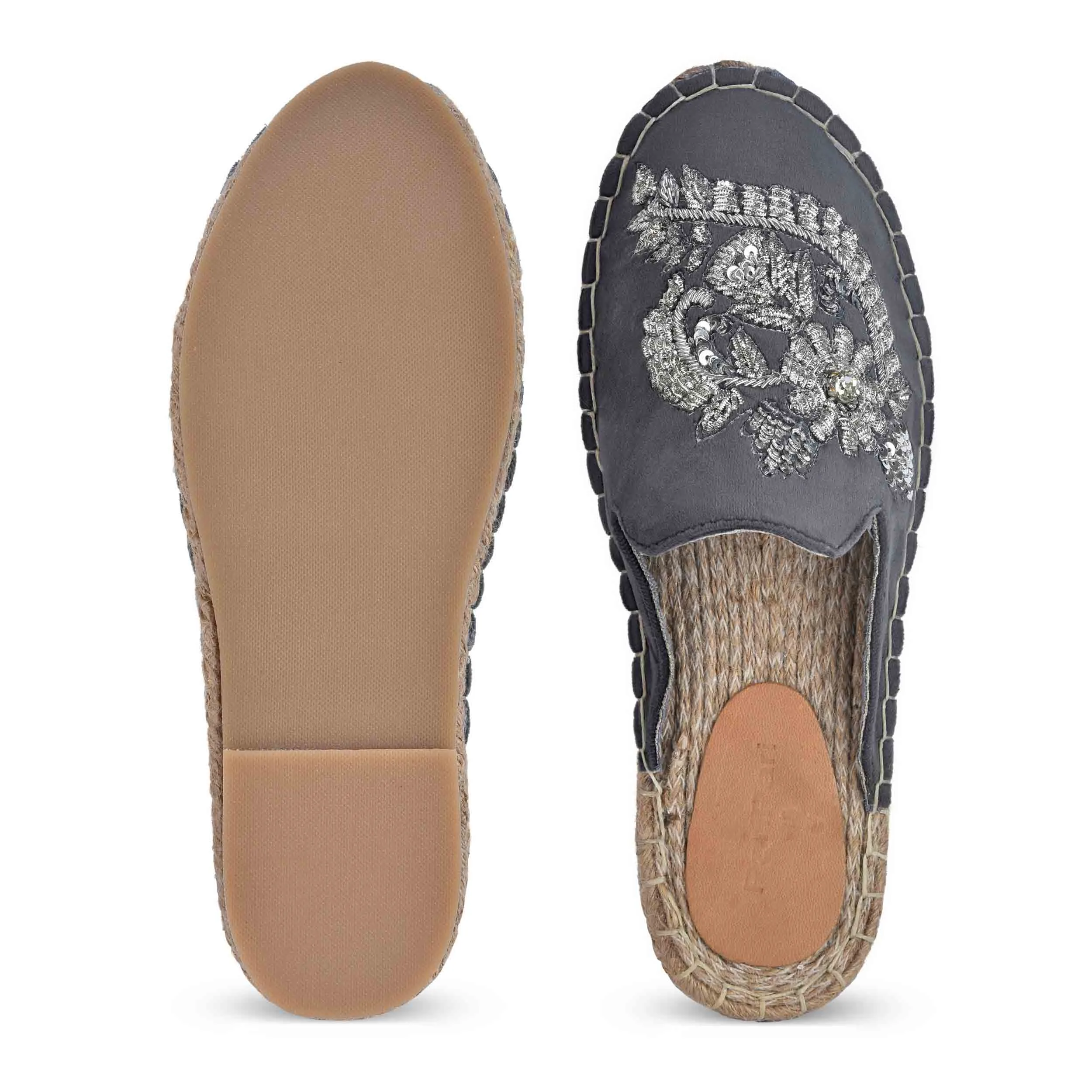 Ottoman Silver Espadrilles Flats