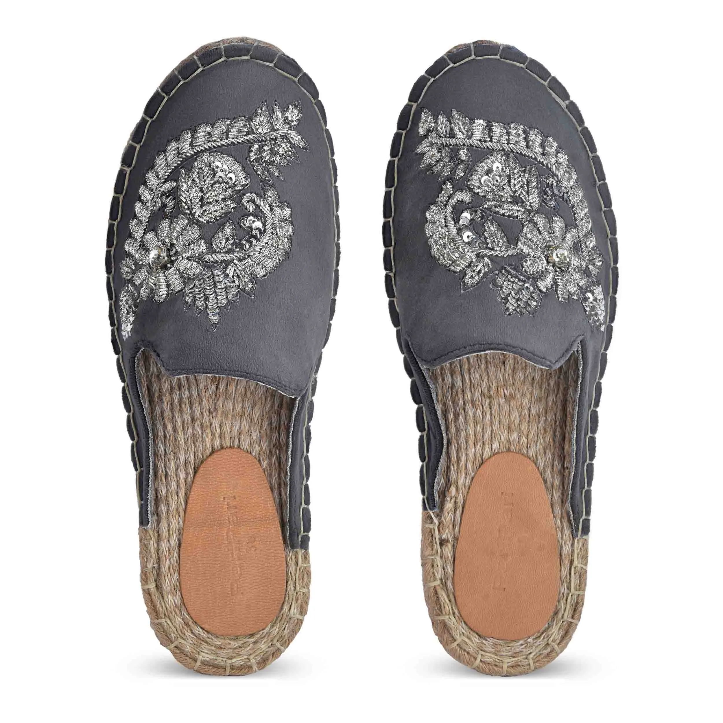 Ottoman Silver Espadrilles Flats