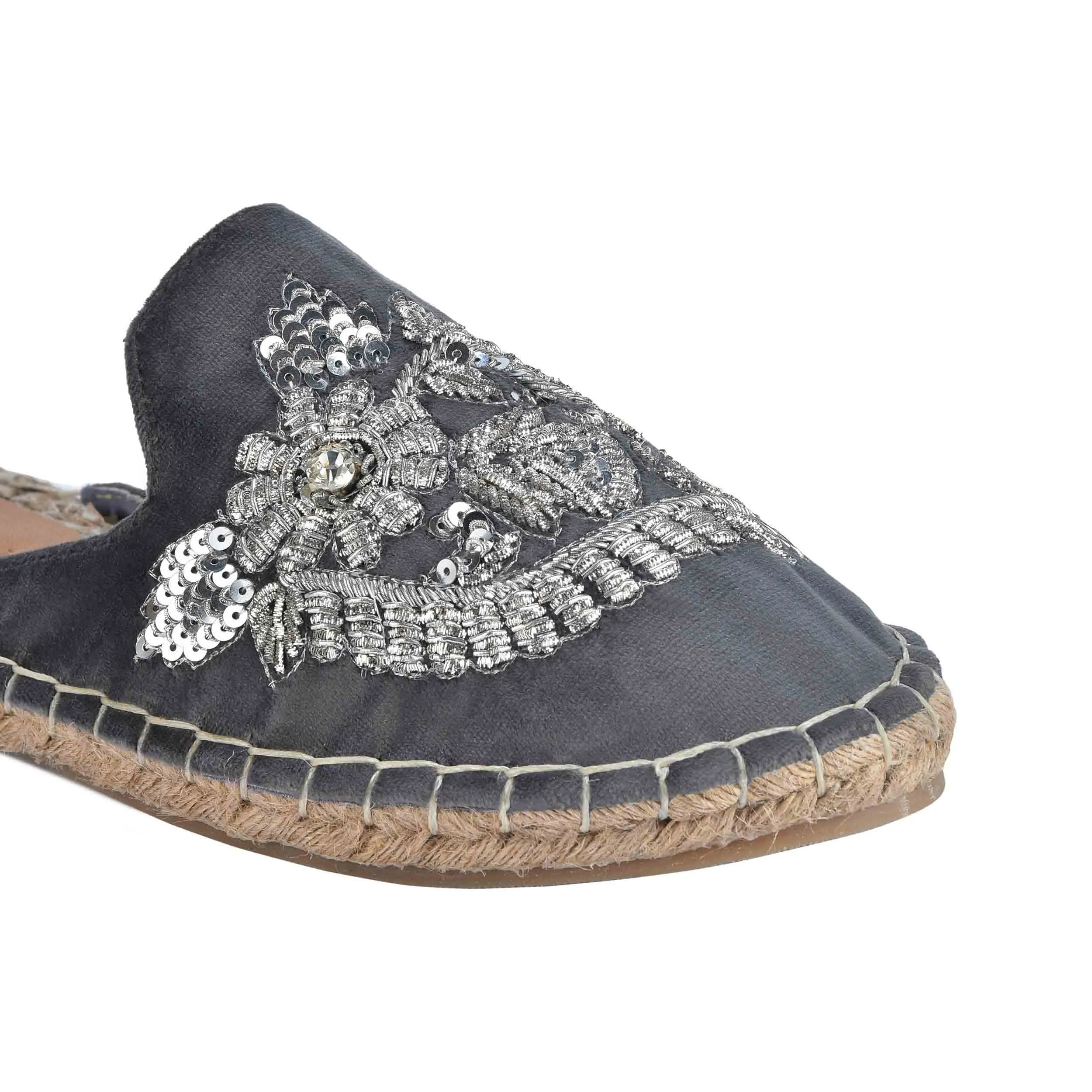 Ottoman Silver Espadrilles Flats