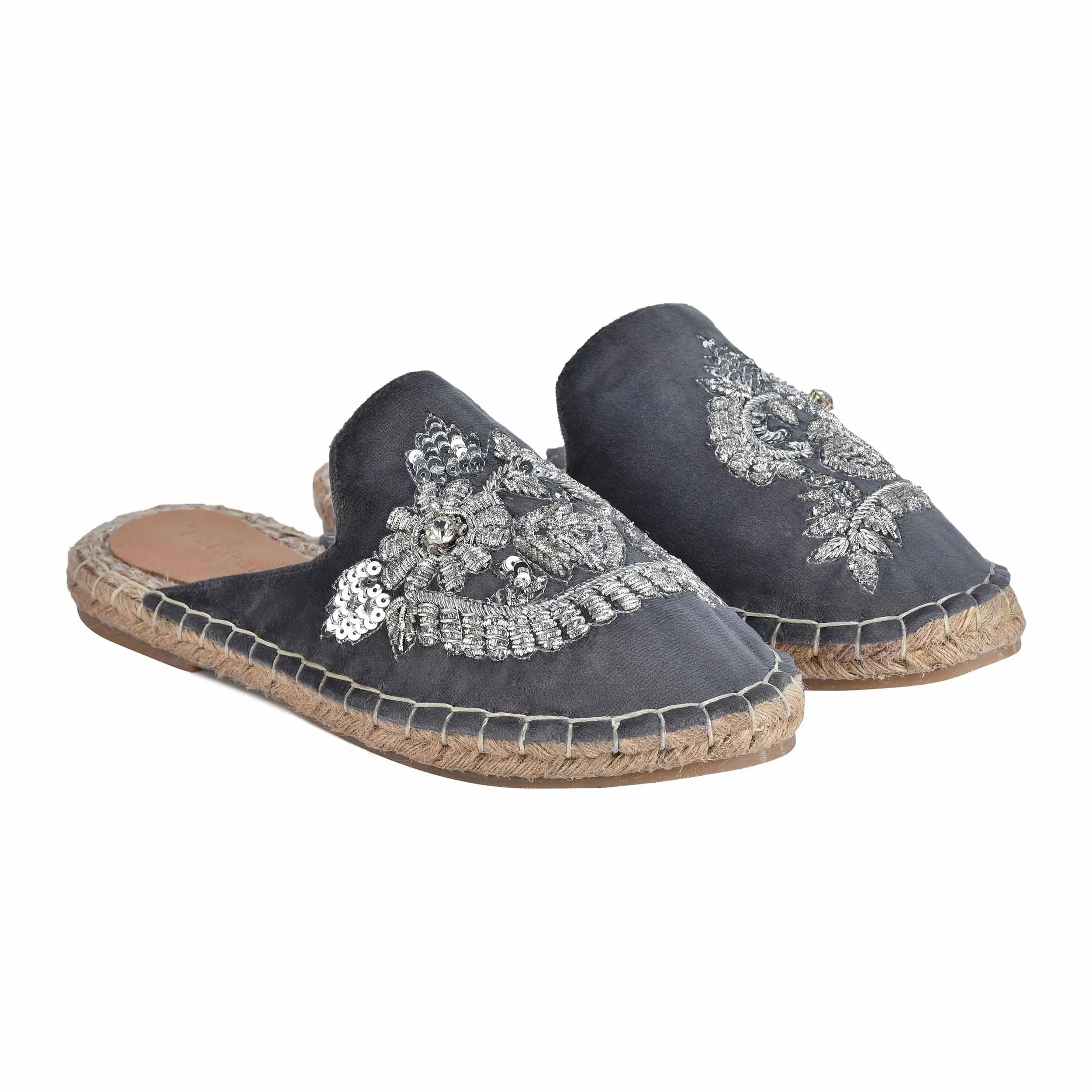 Ottoman Silver Espadrilles Flats