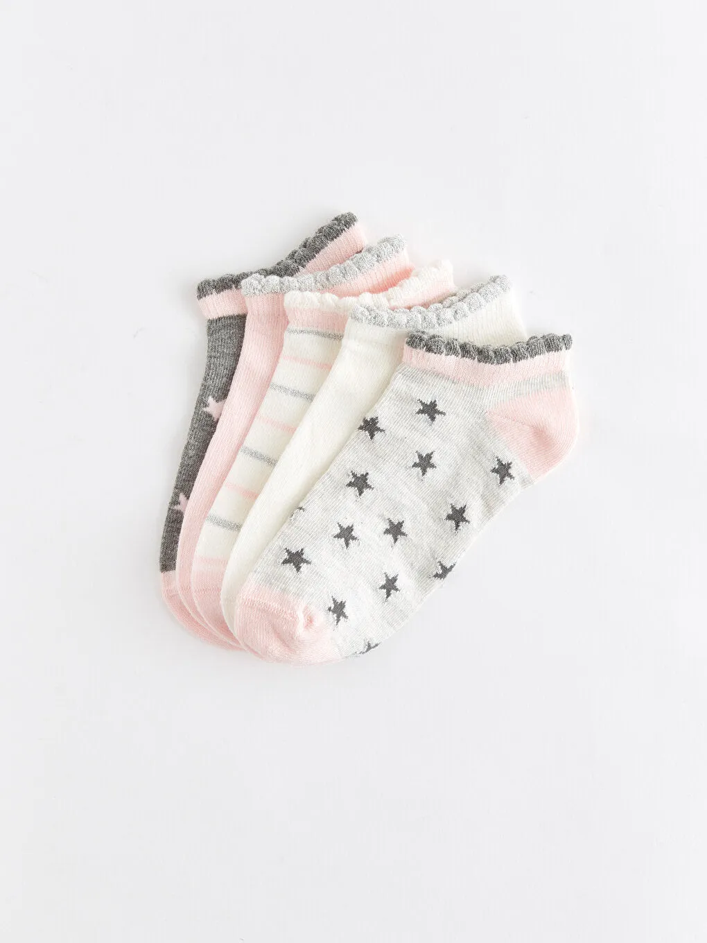 Patterned Girl's Booties Socks 5-pack