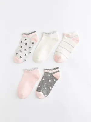 Patterned Girl's Booties Socks 5-pack