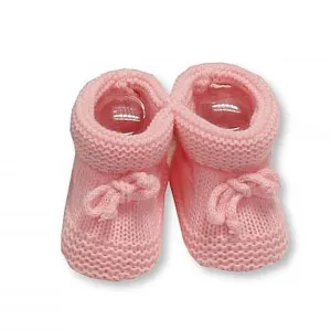 Pink Knit Baby Booties With A Bow