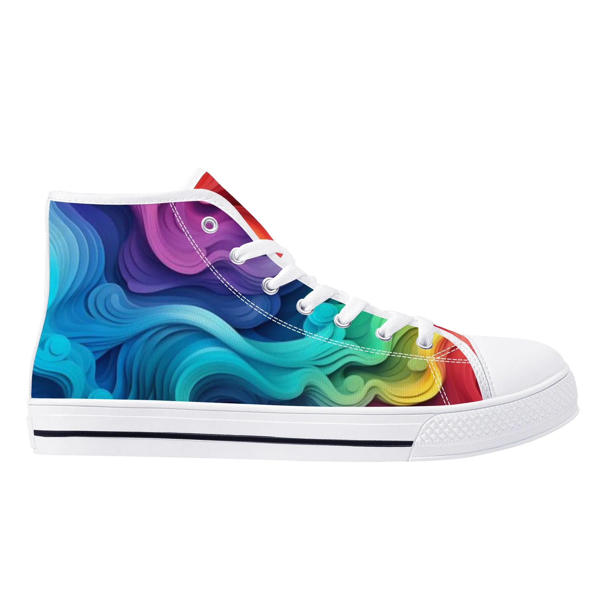 Rainbow Swirl Womens High Top Canvas Shoes