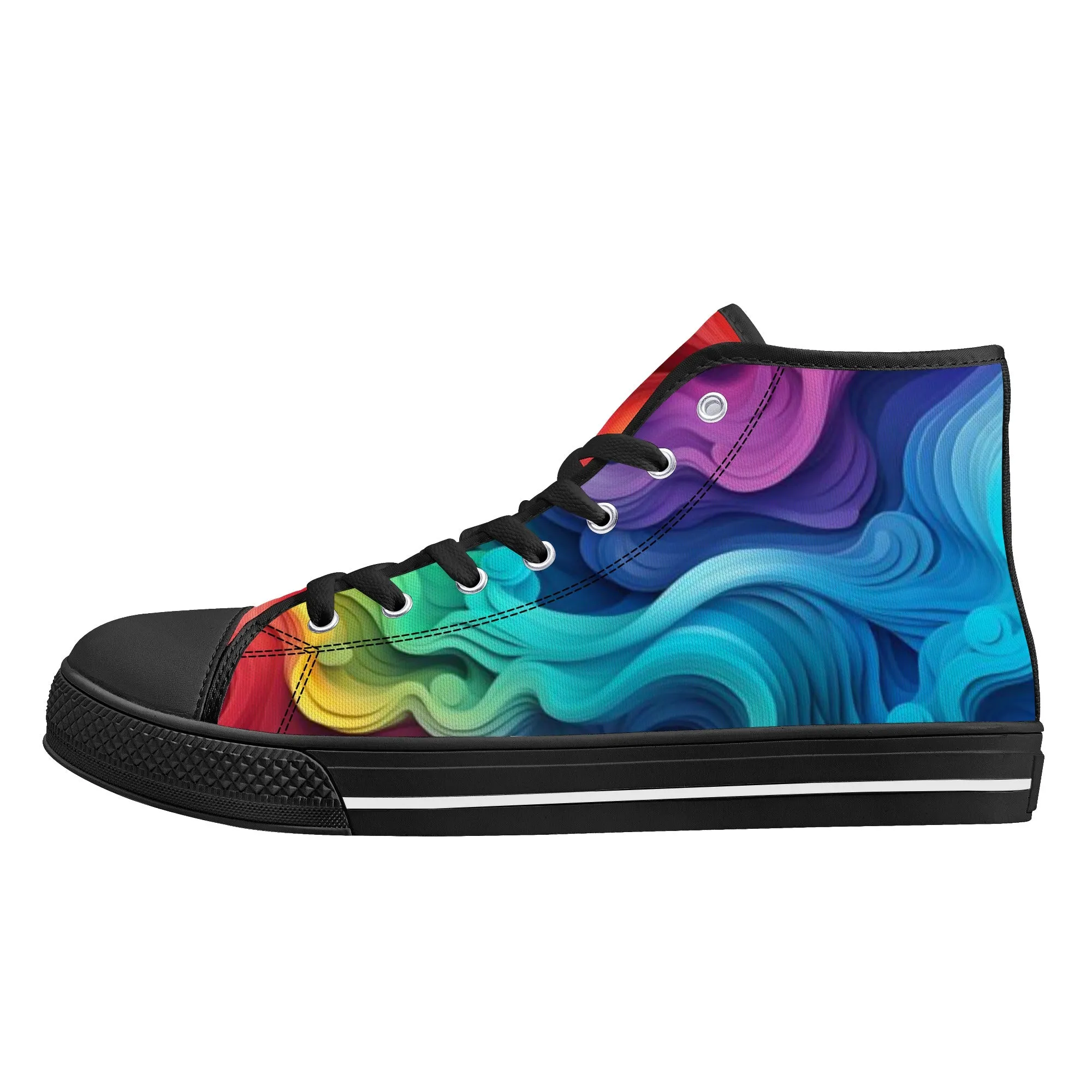 Rainbow Swirl Womens High Top Canvas Shoes