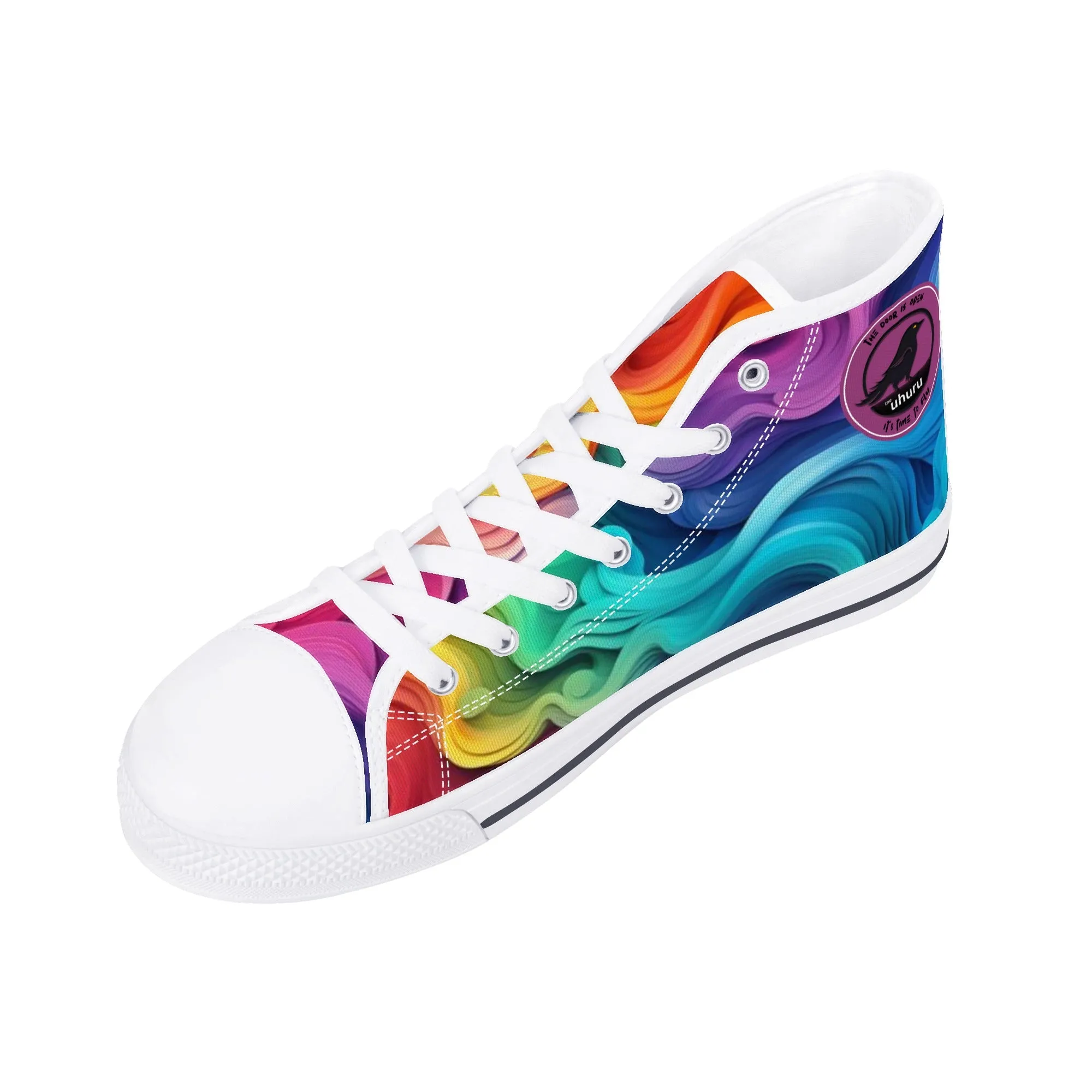 Rainbow Swirl Womens High Top Canvas Shoes