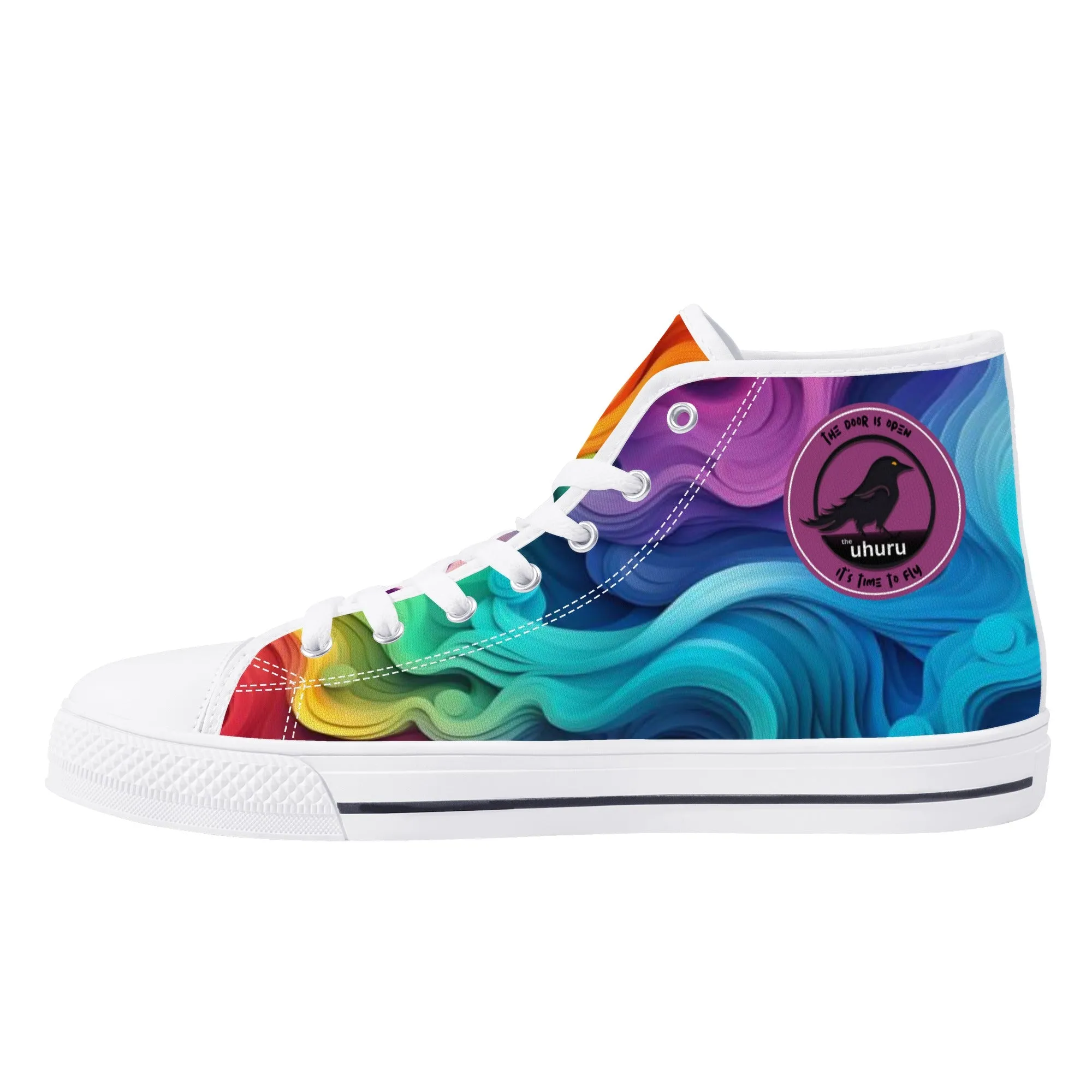 Rainbow Swirl Womens High Top Canvas Shoes