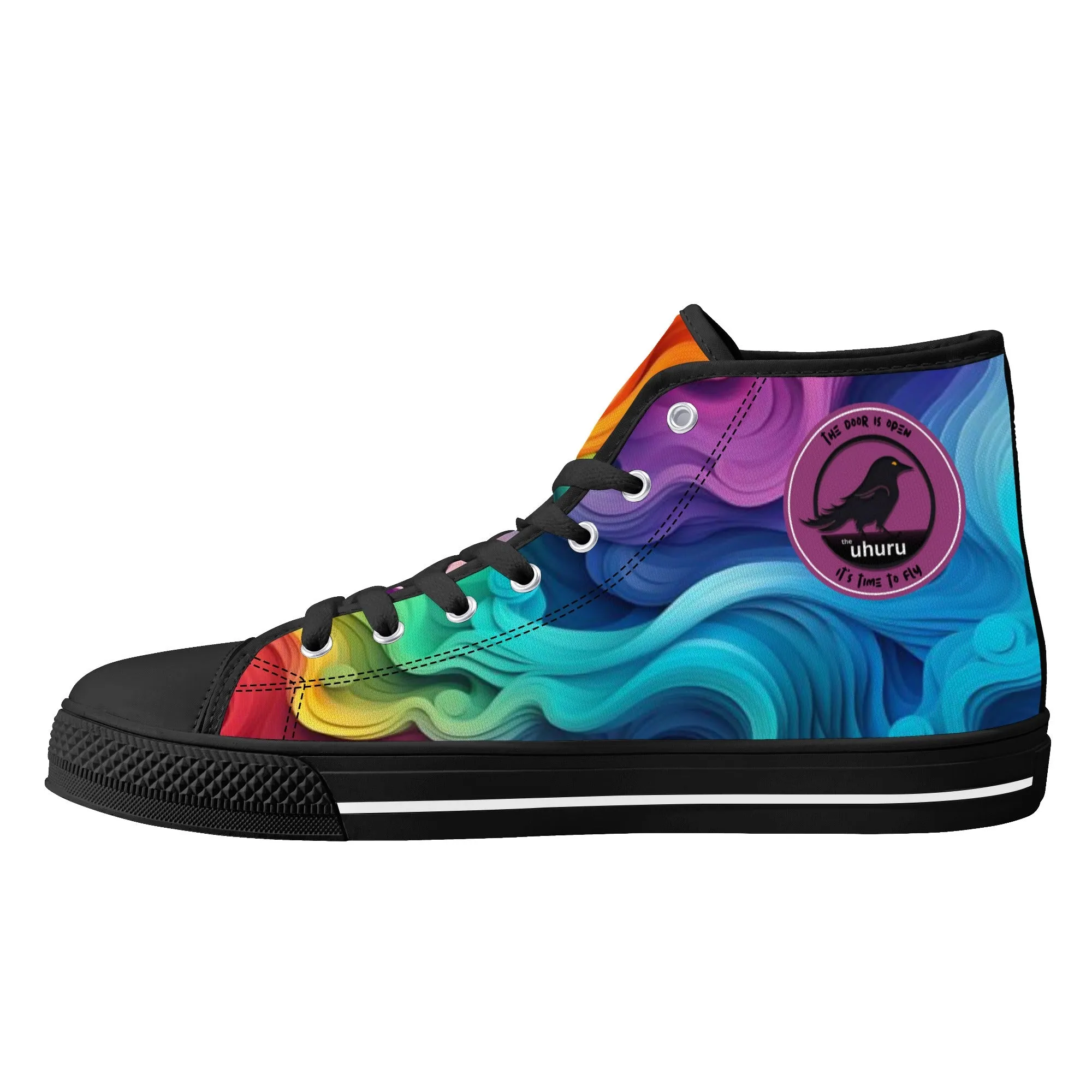 Rainbow Swirl Womens High Top Canvas Shoes
