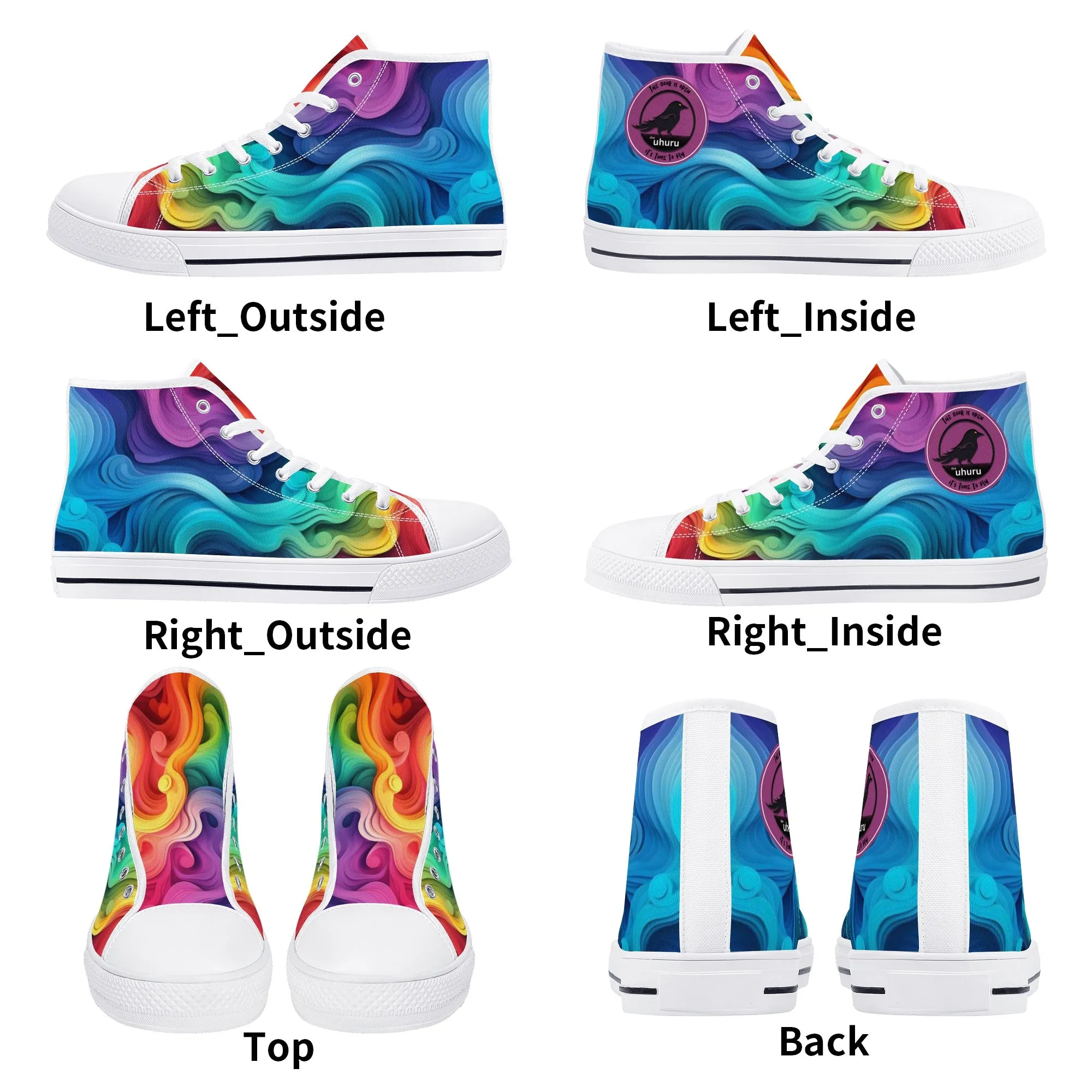 Rainbow Swirl Womens High Top Canvas Shoes