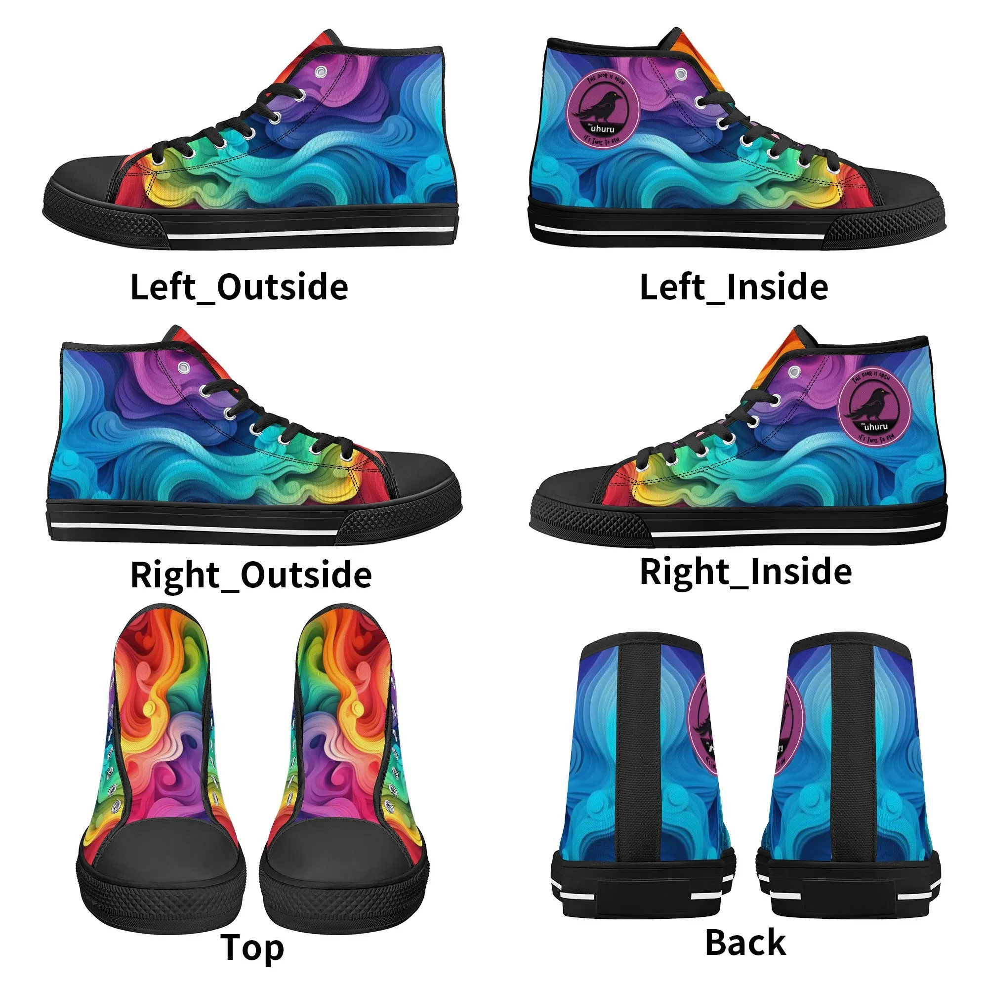 Rainbow Swirl Womens High Top Canvas Shoes