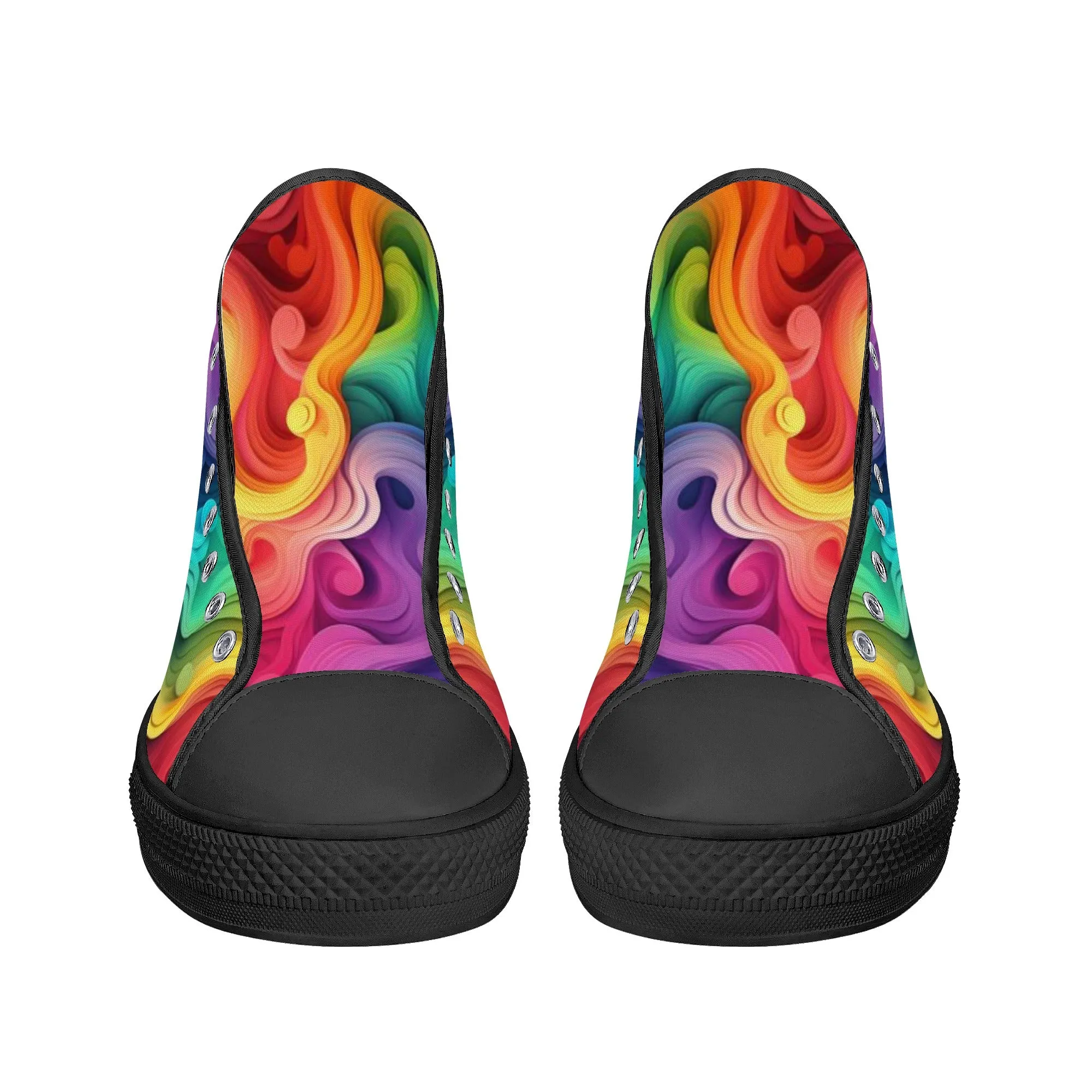 Rainbow Swirl Womens High Top Canvas Shoes