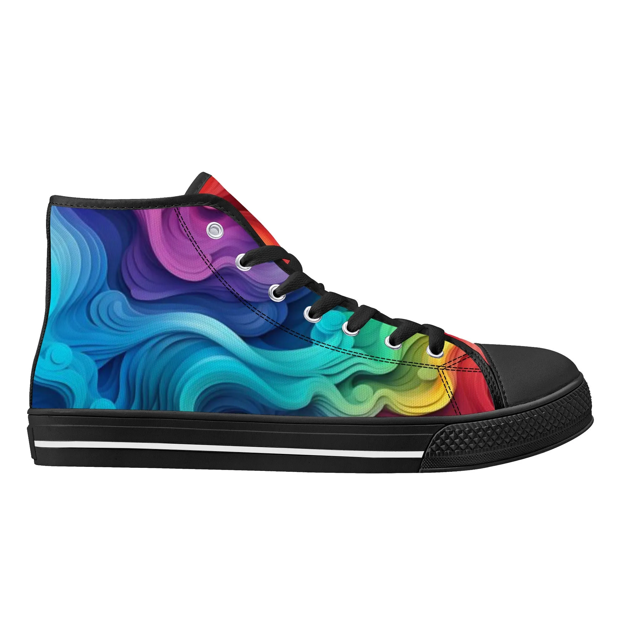 Rainbow Swirl Womens High Top Canvas Shoes