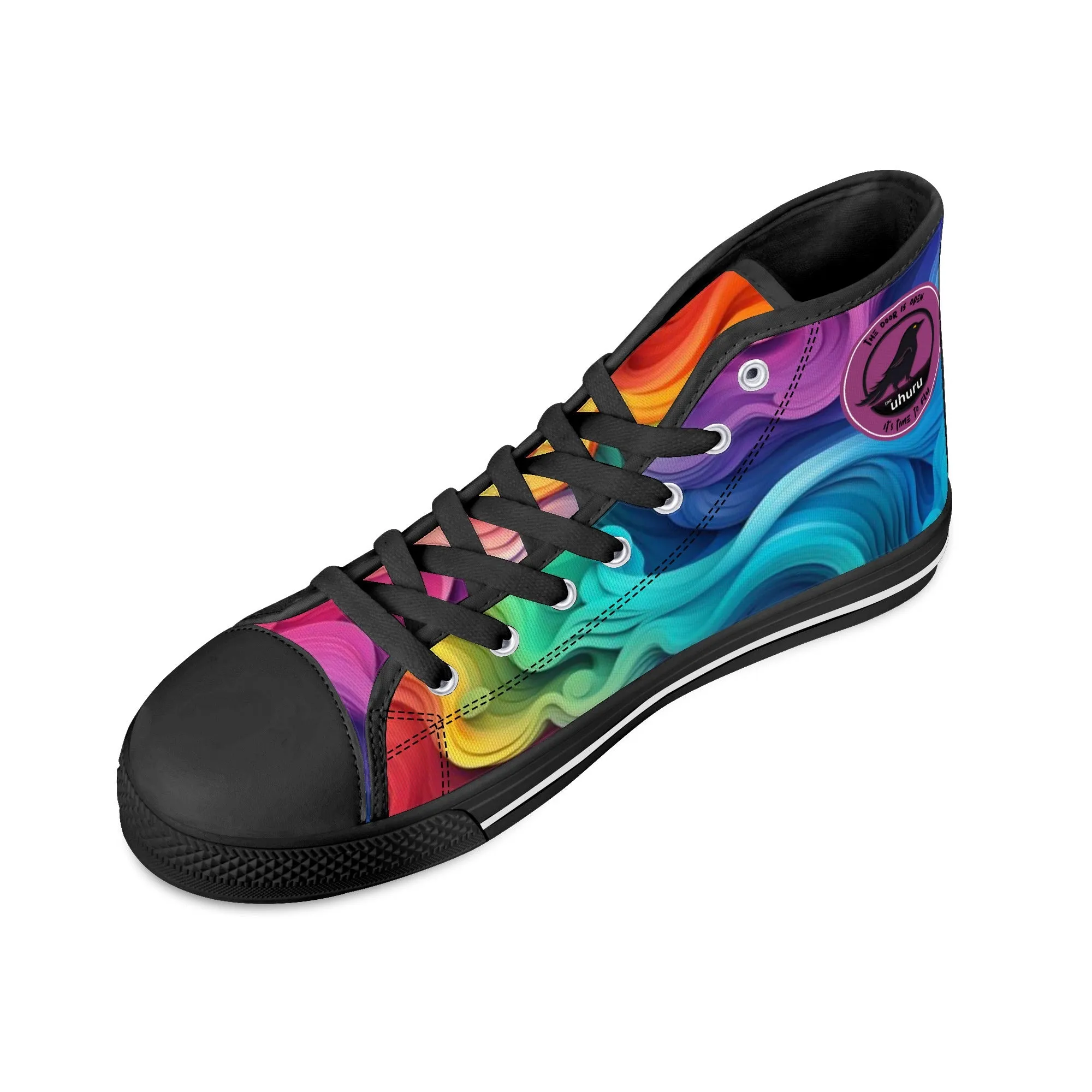Rainbow Swirl Womens High Top Canvas Shoes