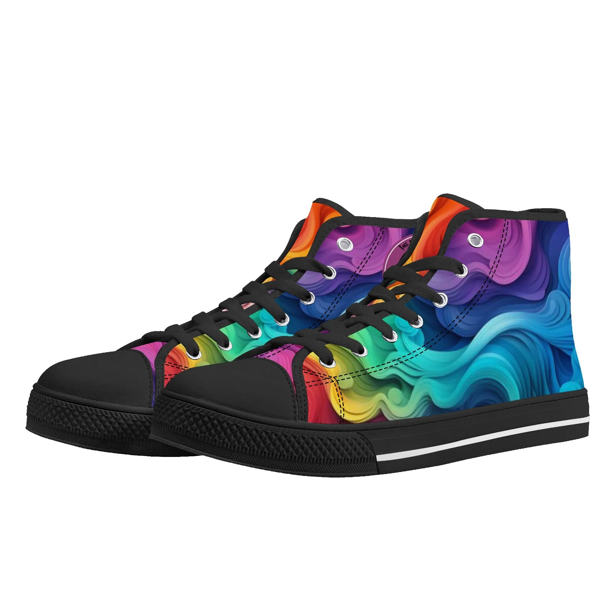 Rainbow Swirl Womens High Top Canvas Shoes