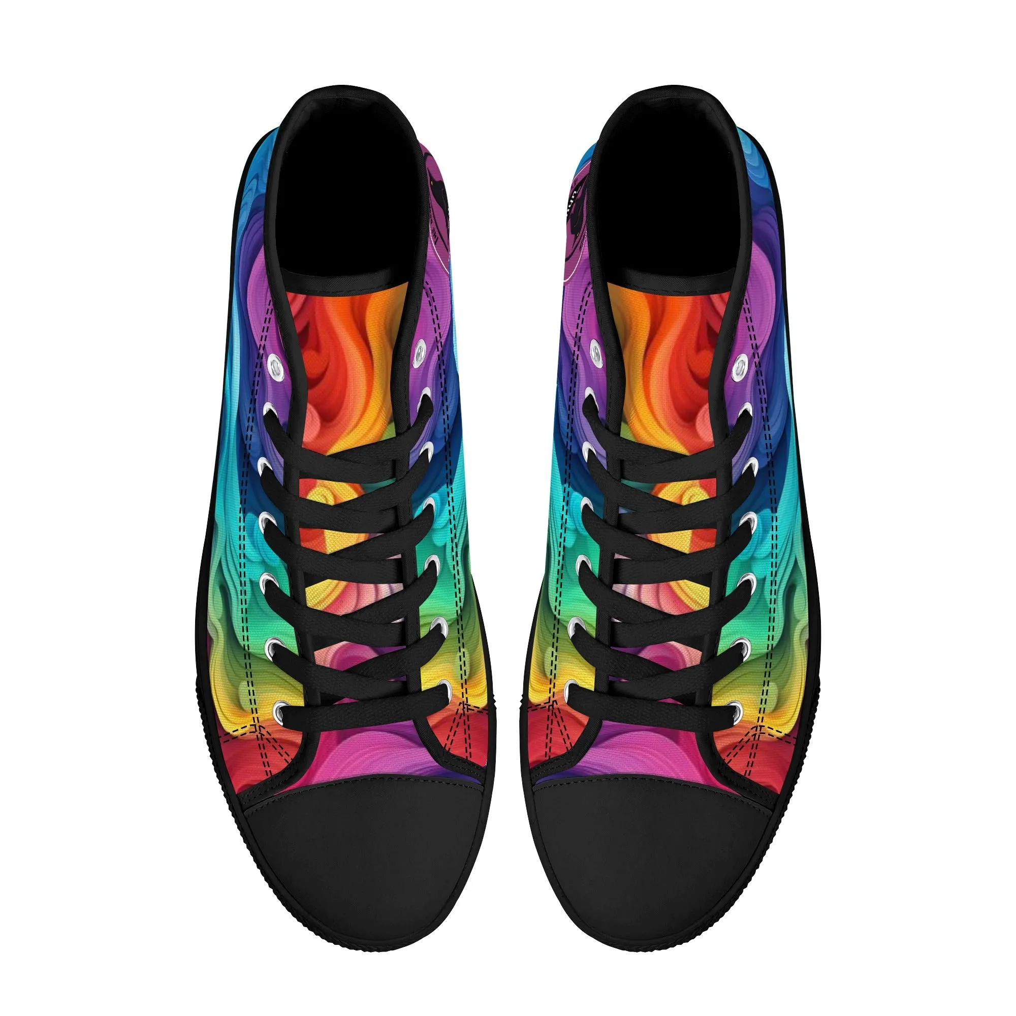 Rainbow Swirl Womens High Top Canvas Shoes